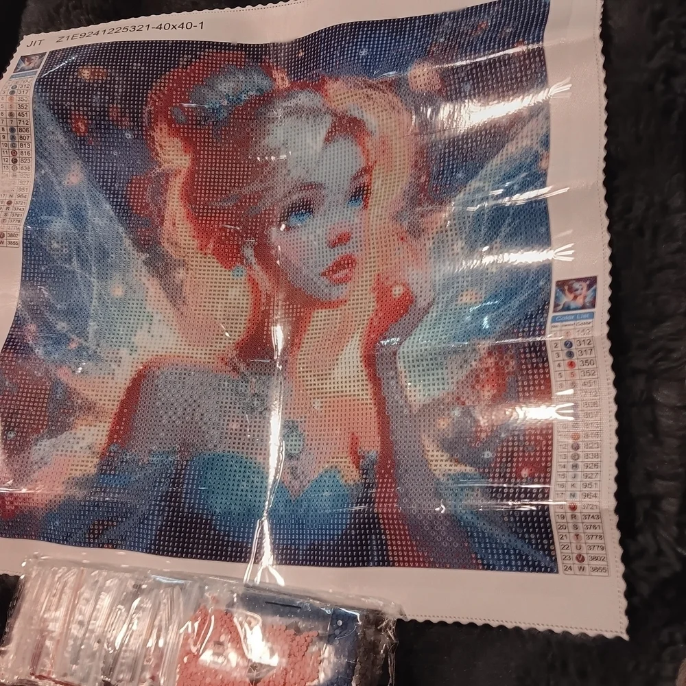 Diamond Painting Kit with Blue and Red Colors
